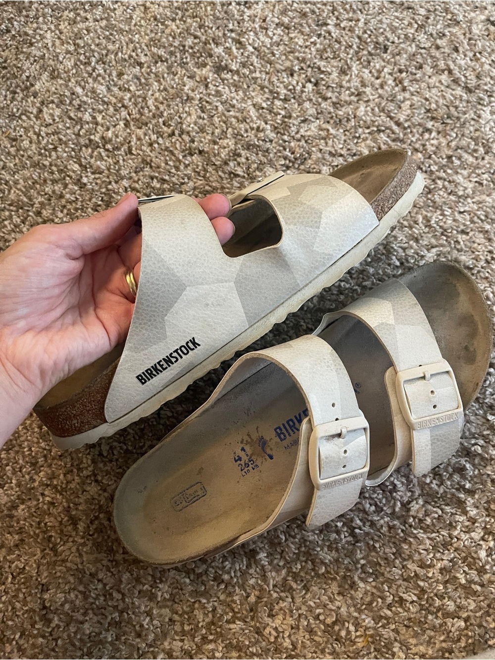 Birkenstock Arizona 2 strap sandals in white grey size 41 - Picture 4 of 8